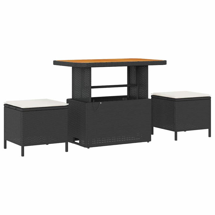 Havesofa Sæt med pude med opbevaring 9 pcs Sort Poly rattan