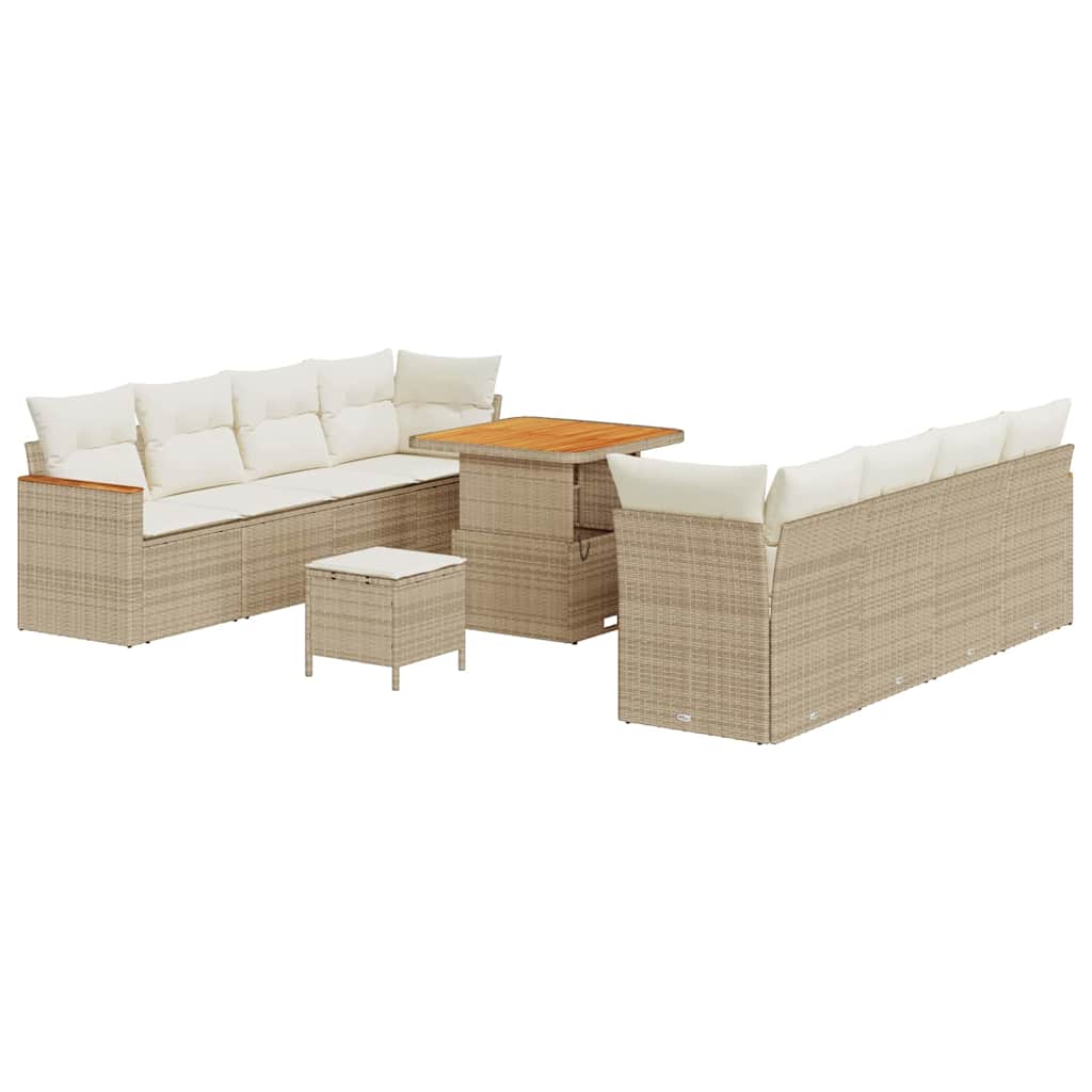 Havesofa Sæt med pude med opbevaring Beige Poly rattan
