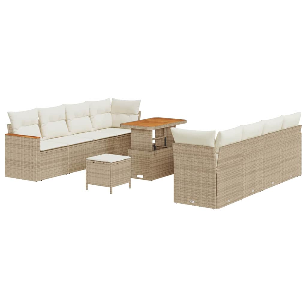 Havesofa Sæt med pude med opbevaring Beige Poly rattan