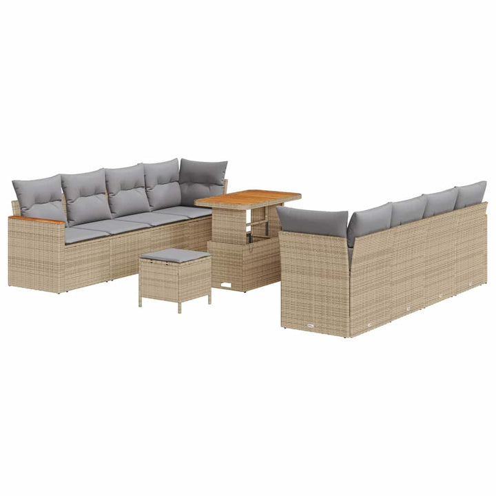 Havesofa Sæt med pude med opbevaring Beige Poly rattan