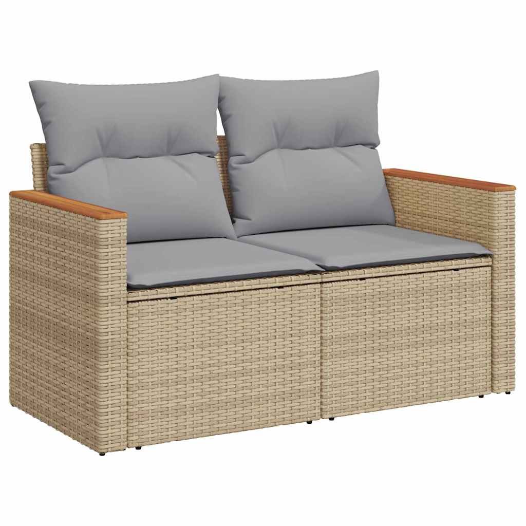 Havesofa Sæt med pude med opbevaring Beige Poly rattan
