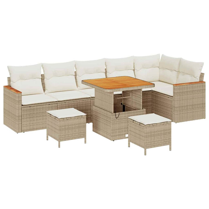 Havesofa Sæt med pude med opbevaring Beige Poly rattan