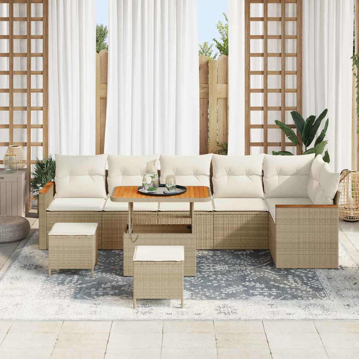 Havesofa Sæt med pude med opbevaring Beige Poly rattan