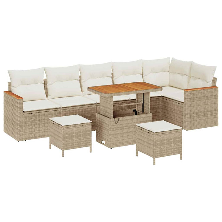 Havesofa Sæt med pude med opbevaring Beige Poly rattan