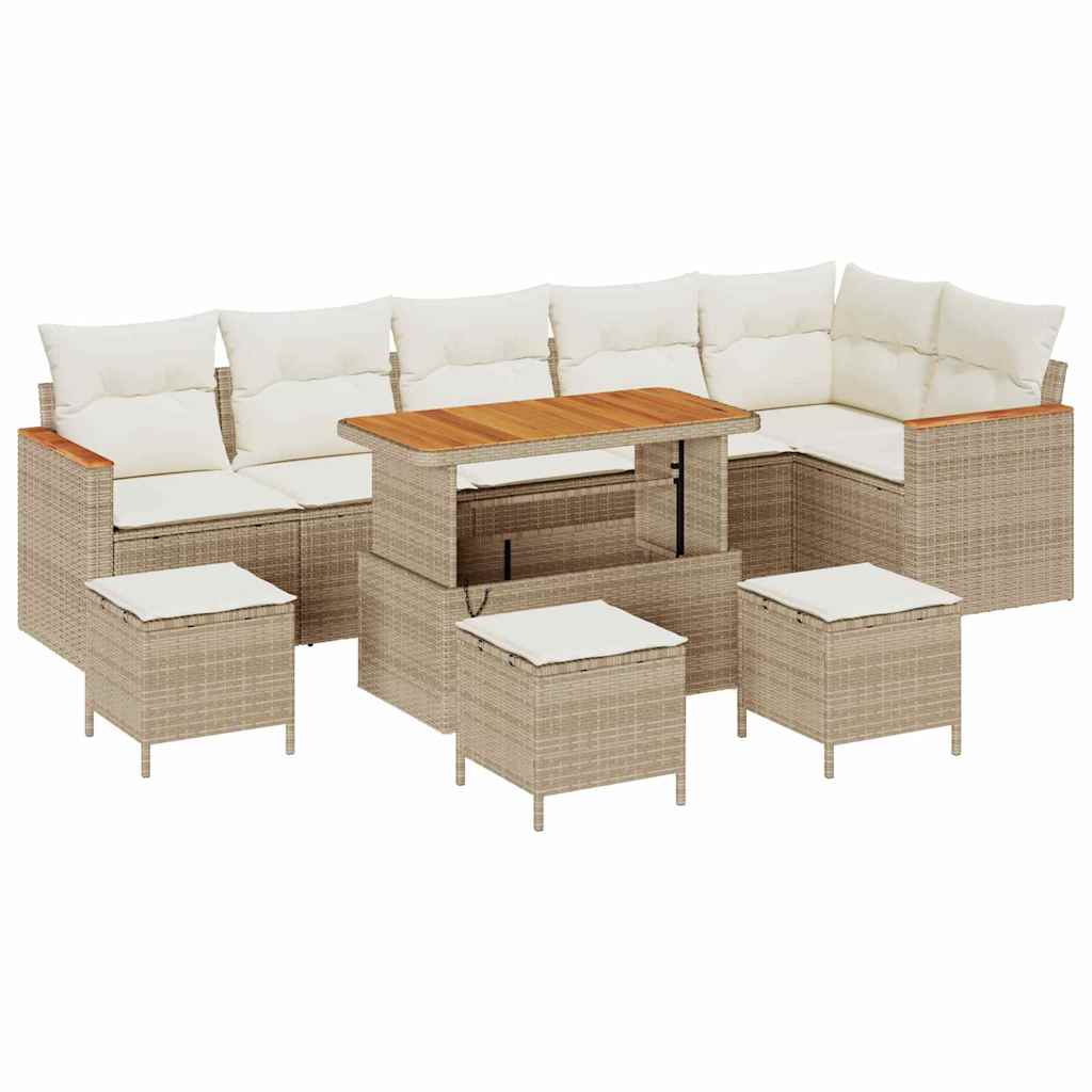 Havesofa Sæt med pude med opbevaring Beige Poly rattan