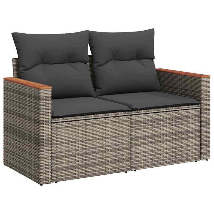 Havesofa Sæt med pude med opbevaring Grå Poly rattan