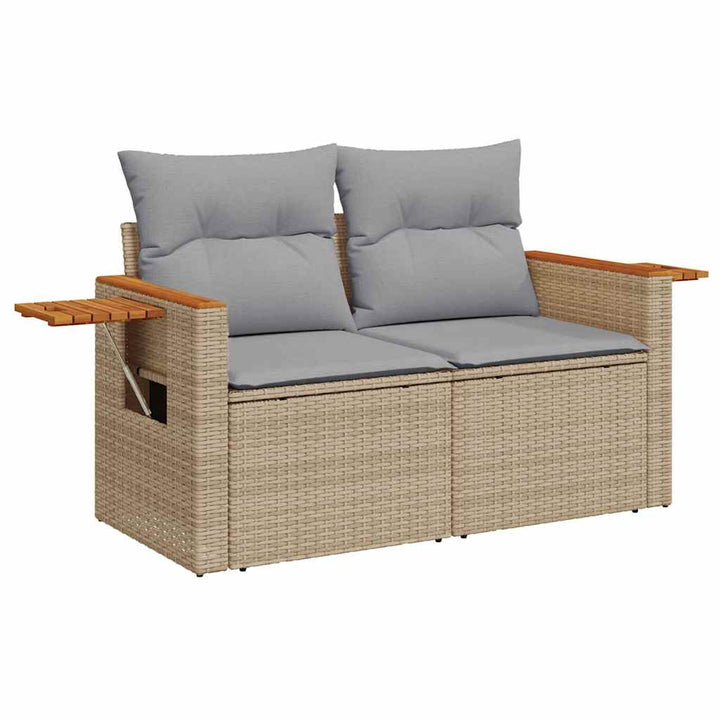 Havesofa Sæt med pude med opbevaring 9 pcs Beige Poly rattan