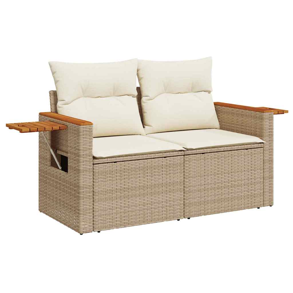 Havesofa Sæt med pude med opbevaring 9 pcs Beige Poly rattan