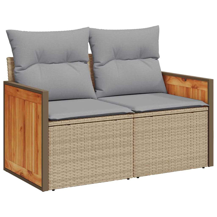 Havesofa Sæt med pude med opbevaring 8 pcs Beige Poly rattan