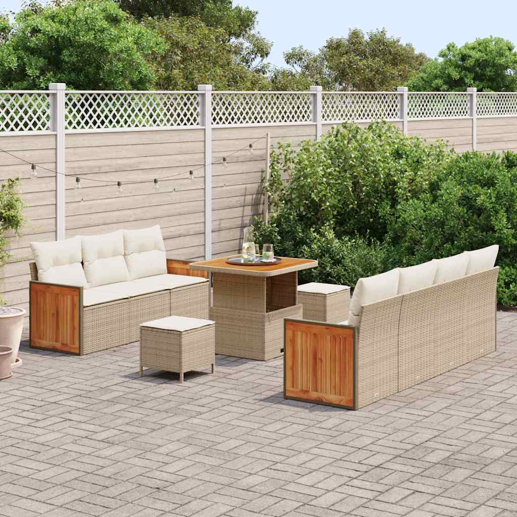 Havesofa Sæt 10 pcs Beige og creme 80 x 80 x 71 cm polyrattan