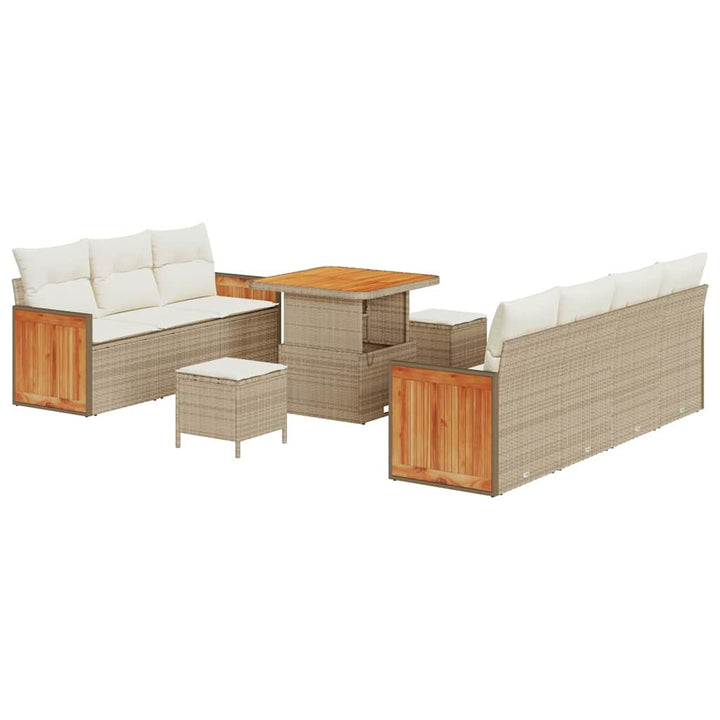 Havesofa Sæt 10 pcs Beige og creme 80 x 80 x 71 cm polyrattan