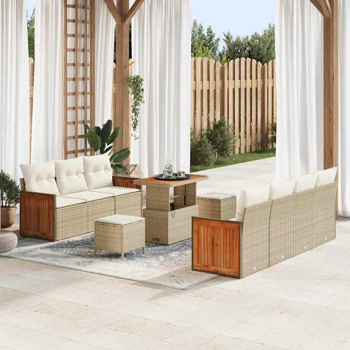 Havesofa Sæt 10 pcs Beige og creme 90 x 55 x 71 cm polyrattan