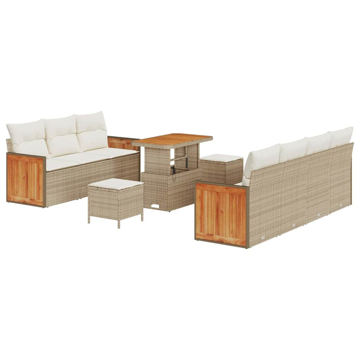 Havesofa Sæt 10 pcs Beige og creme 90 x 55 x 71 cm polyrattan