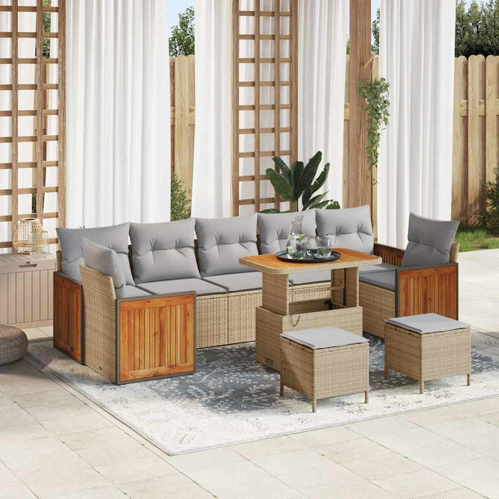Havesofa Sæt 10 pcs Beige 90 x 55 x 71 cm polyrattan