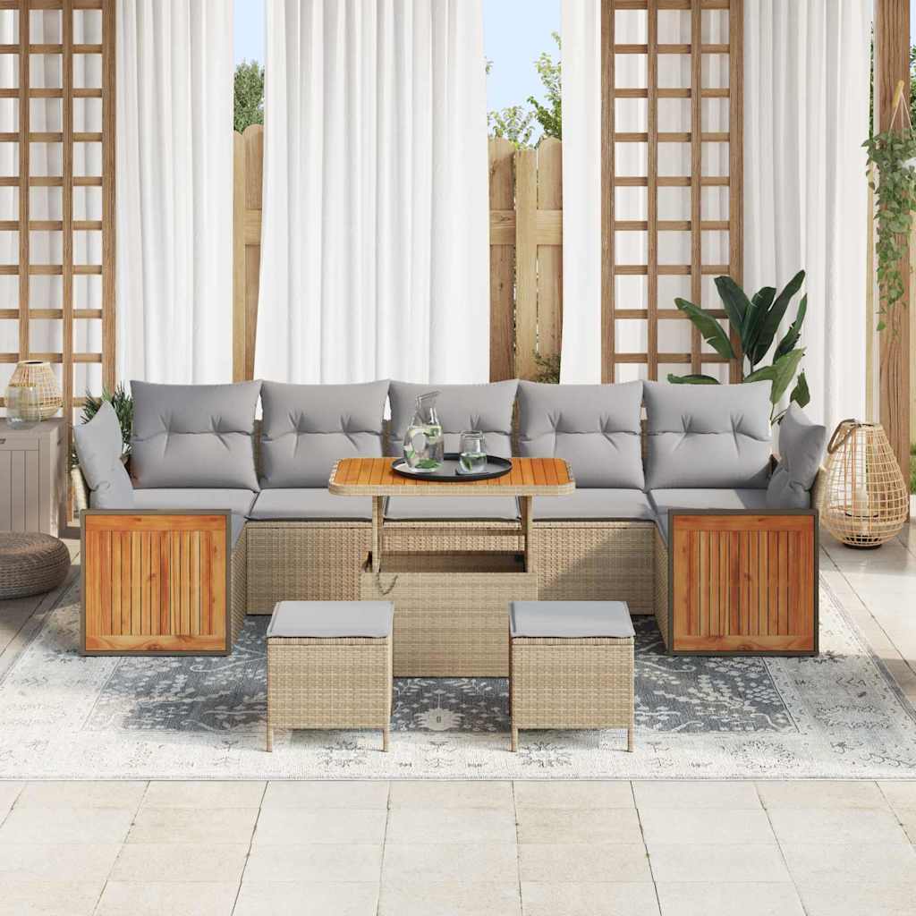 Havesofa Sæt 10 pcs Beige 90 x 55 x 71 cm polyrattan