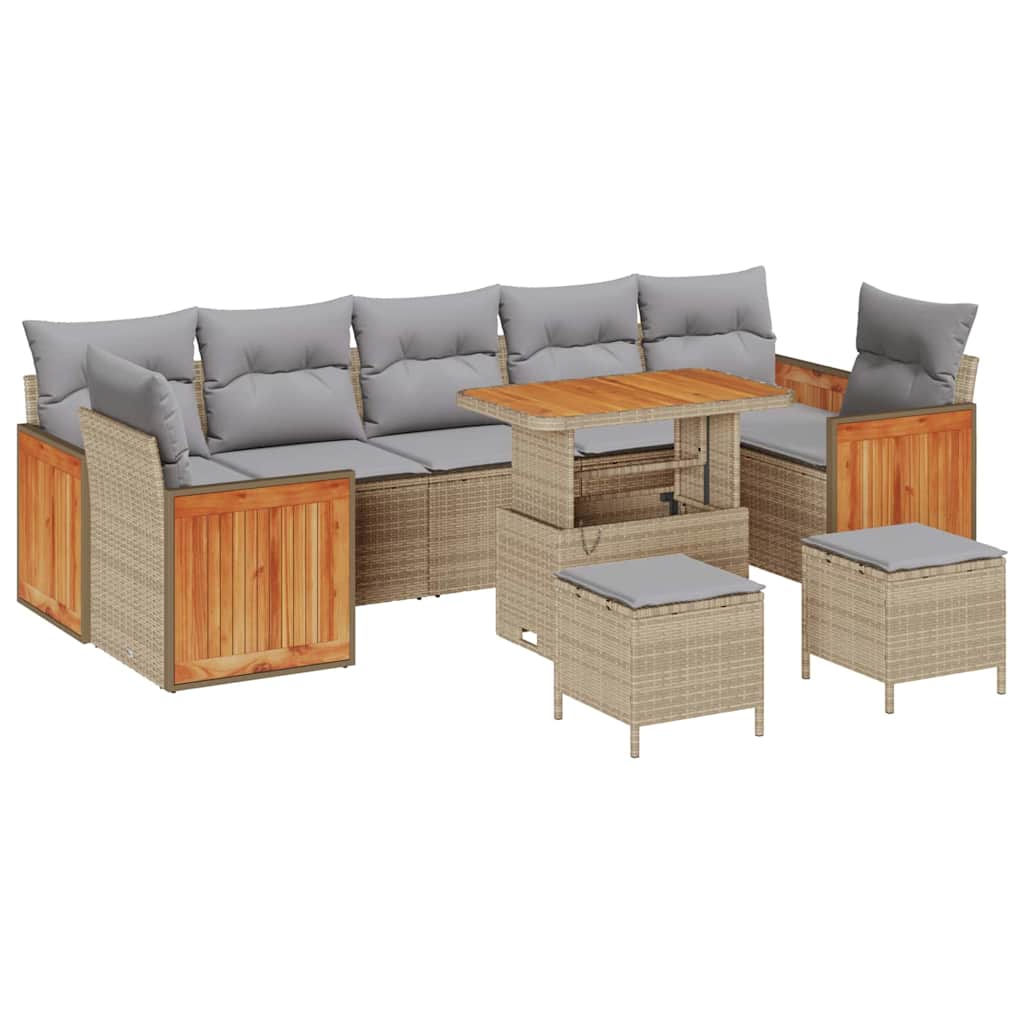 Havesofa Sæt 10 pcs Beige 90 x 55 x 71 cm polyrattan
