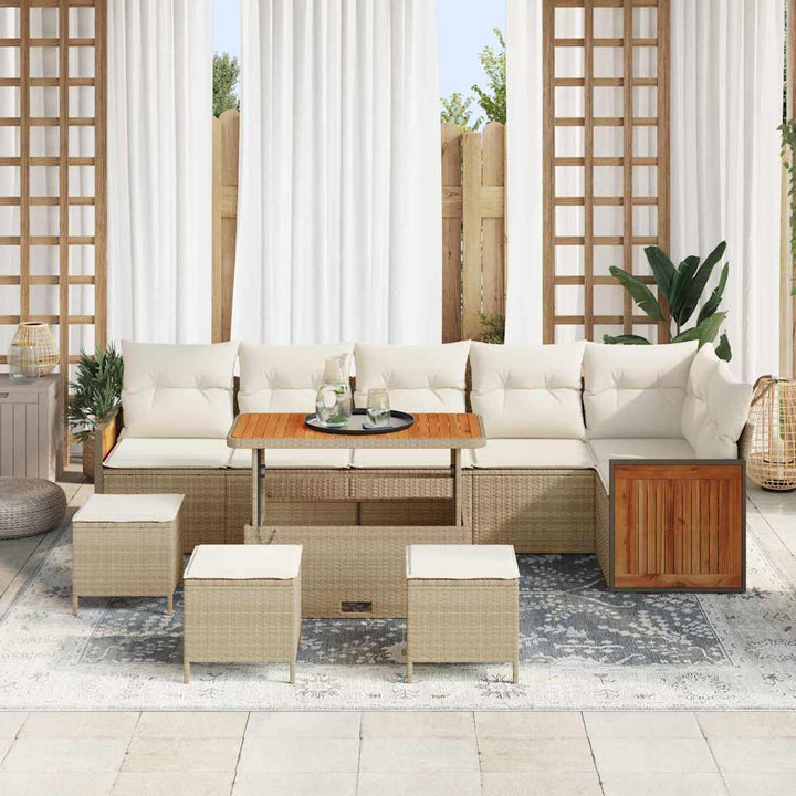 Havesofa Sæt 10 pcs Beige og creme 110 x 55 x 71 cm polyrattan