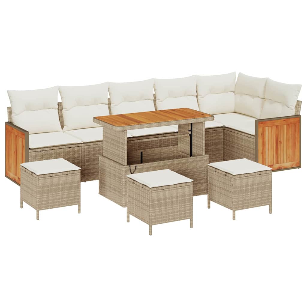 Havesofa Sæt 10 pcs Beige og creme 110 x 55 x 71 cm polyrattan