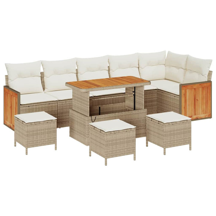 Havesofa Sæt 10 pcs Beige og creme 110 x 55 x 71 cm polyrattan