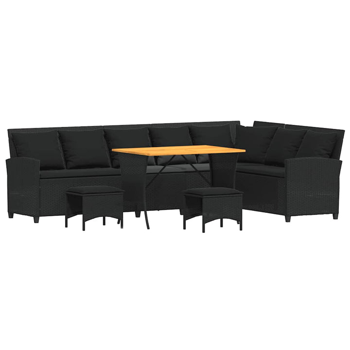 sofasæt til haven 4 dele med hynder L-formet polyrattan sort