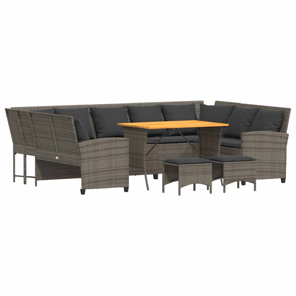 sofasæt til haven 4 dele med hynder polyrattan grå