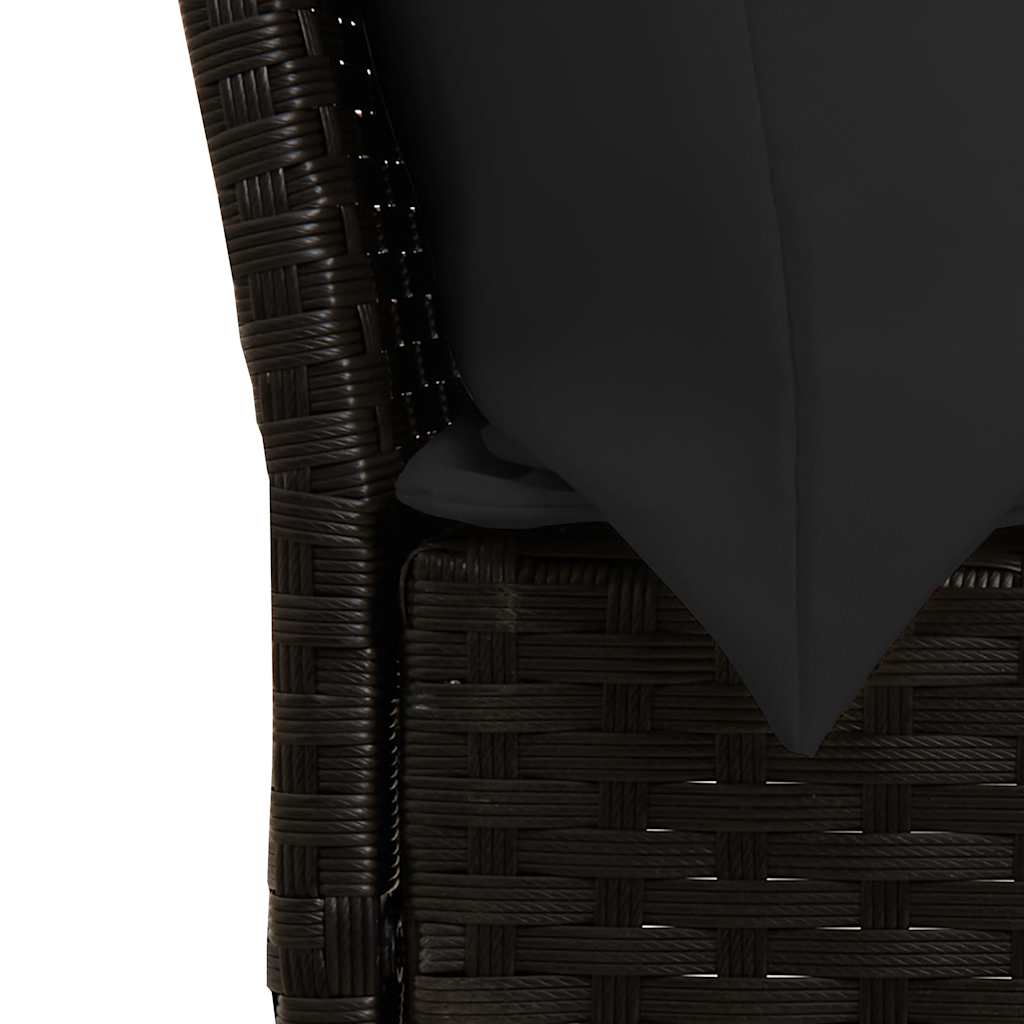 sofasæt til haven 3 dele med hynder polyrattan sort