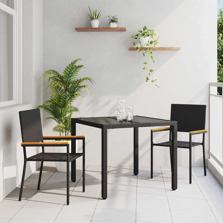 Have Spisebordssæt 3 pcs Sort 90 x 90 x 75 cm polyrattan
