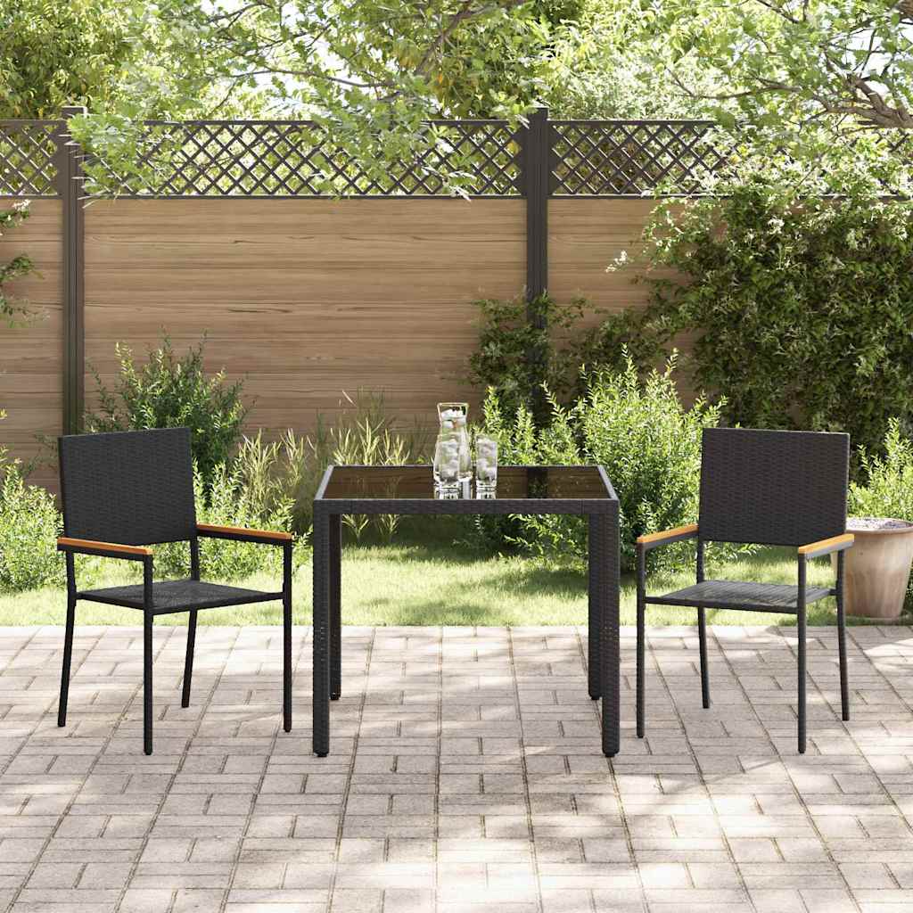 Have Spisebordssæt 3 pcs Sort 90 x 90 x 75 cm polyrattan