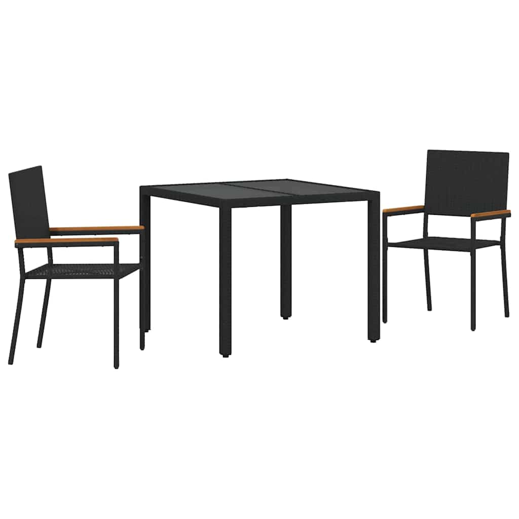 Have Spisebordssæt 3 pcs Sort 90 x 90 x 75 cm polyrattan