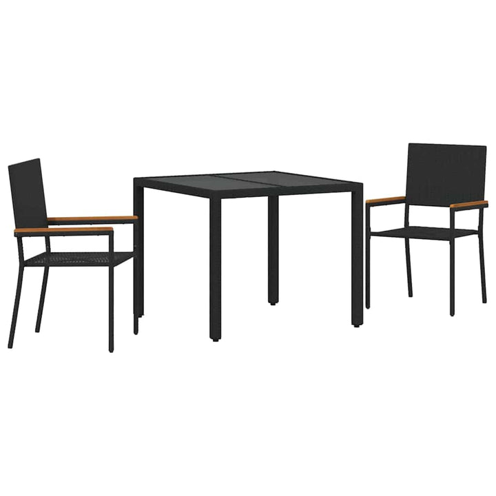 Have Spisebordssæt 3 pcs Sort 90 x 90 x 75 cm polyrattan