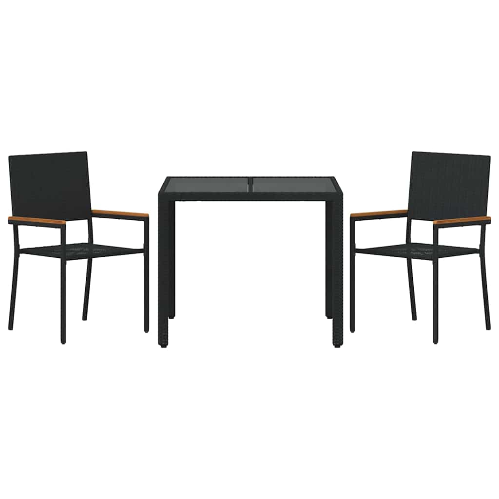 Have Spisebordssæt 3 pcs Sort 90 x 90 x 75 cm polyrattan