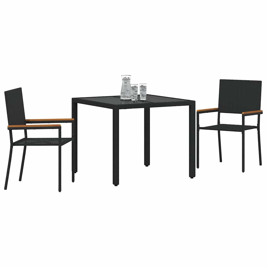 Have Spisebordssæt 3 pcs Sort 90 x 90 x 75 cm polyrattan