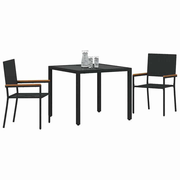 Have Spisebordssæt 3 pcs Sort 90 x 90 x 75 cm polyrattan