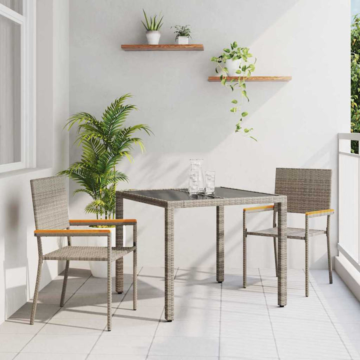 Have Spisebordssæt 3 pcs Grå og Brun 90 x 90 x 75 cm polyrattan
