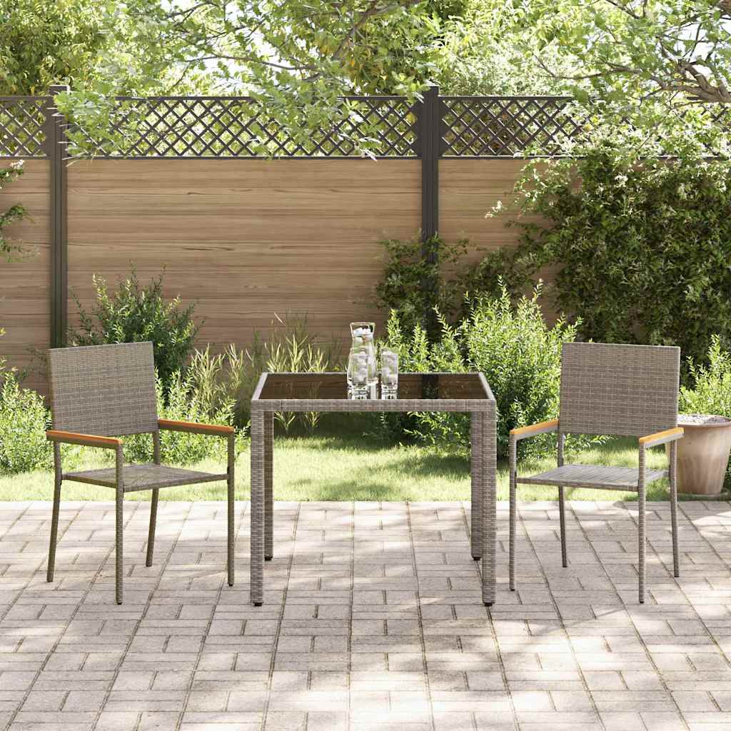 Have Spisebordssæt 3 pcs Grå og Brun 90 x 90 x 75 cm polyrattan