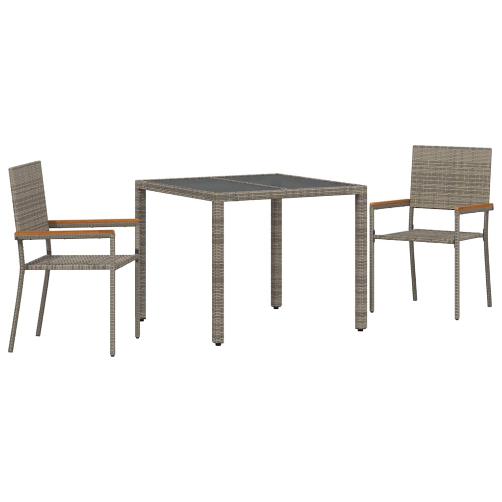 Have Spisebordssæt 3 pcs Grå og Brun 90 x 90 x 75 cm polyrattan