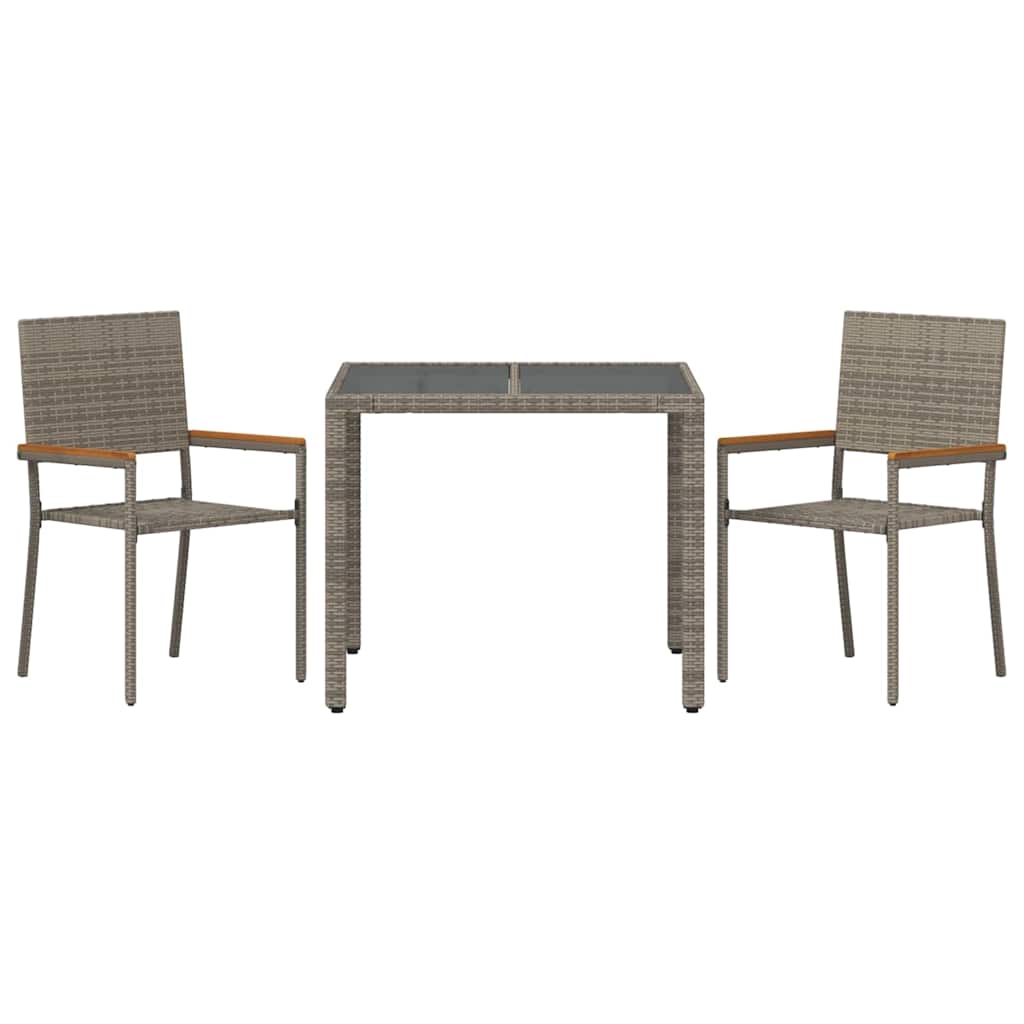 Have Spisebordssæt 3 pcs Grå og Brun 90 x 90 x 75 cm polyrattan