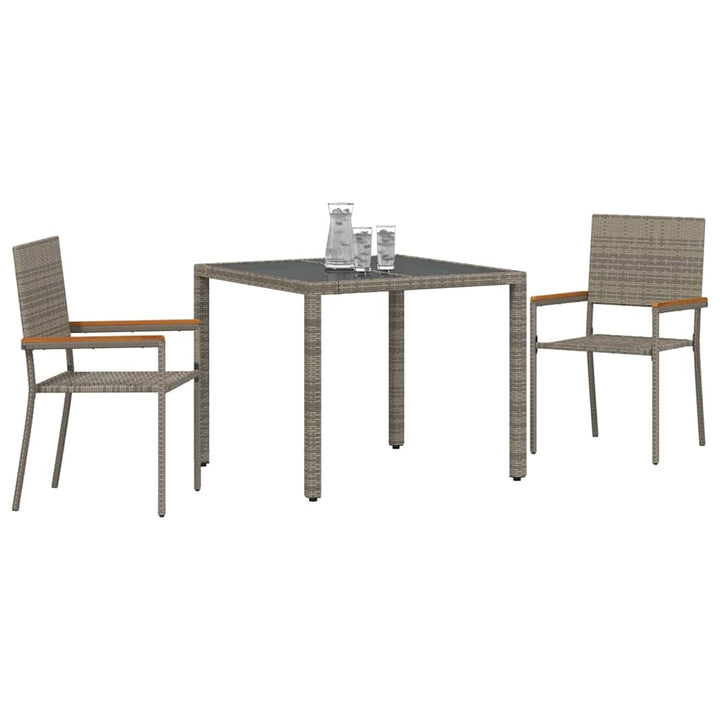Have Spisebordssæt 3 pcs Grå og Brun 90 x 90 x 75 cm polyrattan