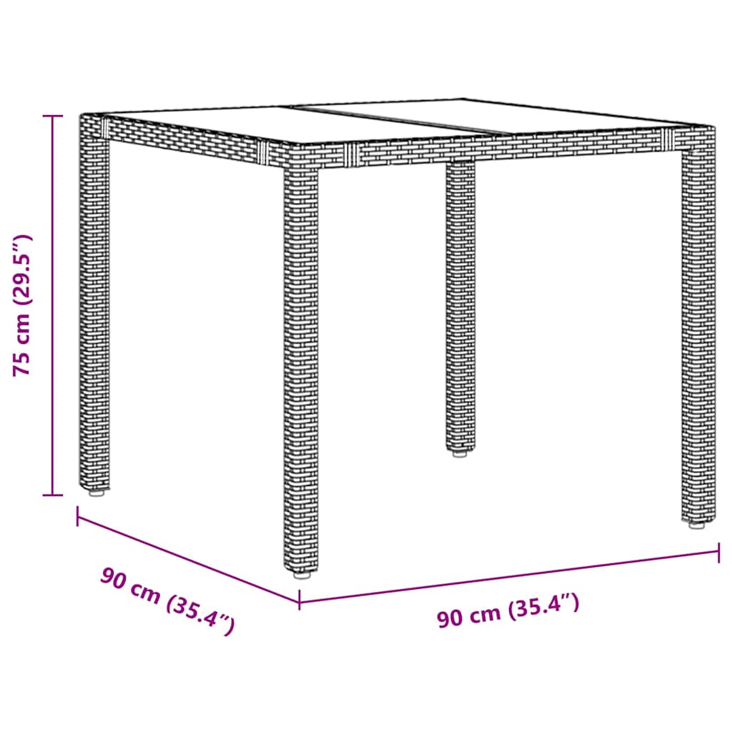 Have Spisebordssæt 3 pcs Grå og Brun 90 x 90 x 75 cm polyrattan