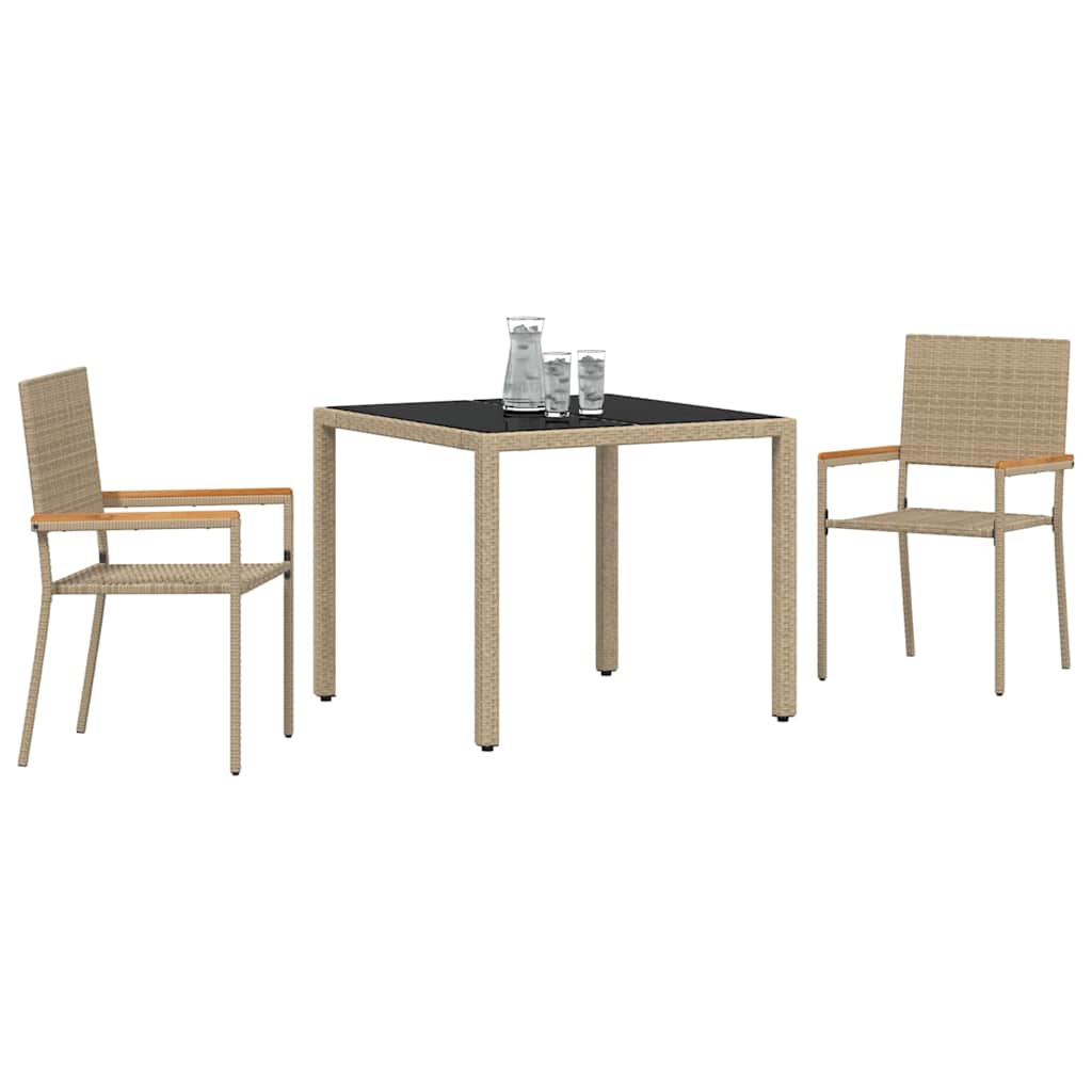 Have Spisebordssæt 3 pcs Beige 90 x 90 x 75 cm polyrattan
