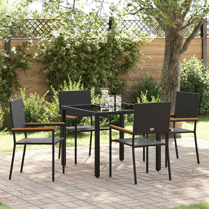 Have Spisebordssæt 5 pcs Sort 90 x 90 x 75 cm polyrattan