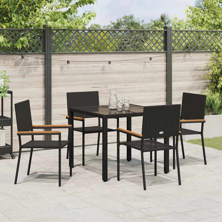 Have Spisebordssæt 5 pcs Sort 90 x 90 x 75 cm polyrattan