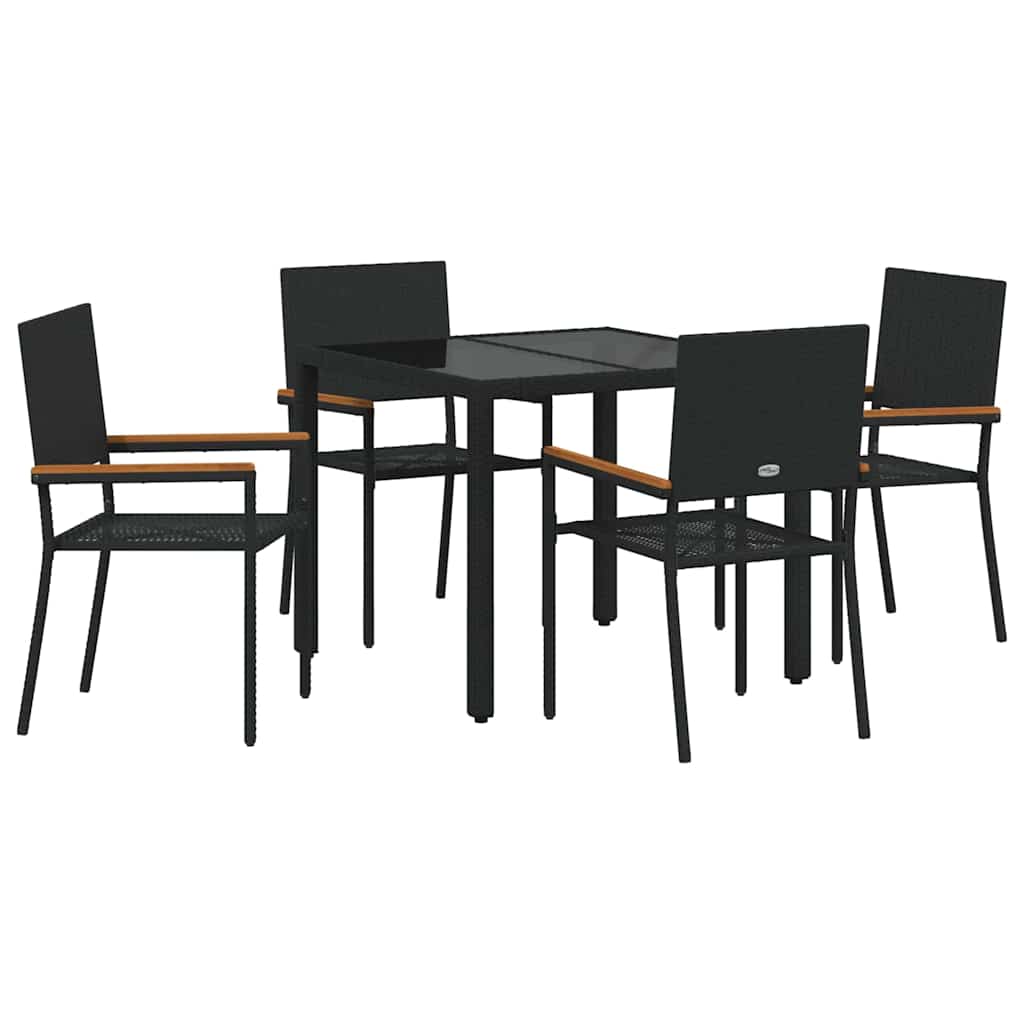 Have Spisebordssæt 5 pcs Sort 90 x 90 x 75 cm polyrattan