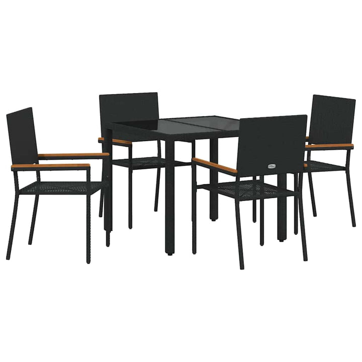 Have Spisebordssæt 5 pcs Sort 90 x 90 x 75 cm polyrattan