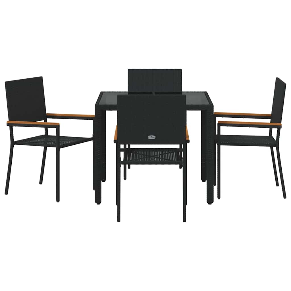 Have Spisebordssæt 5 pcs Sort 90 x 90 x 75 cm polyrattan