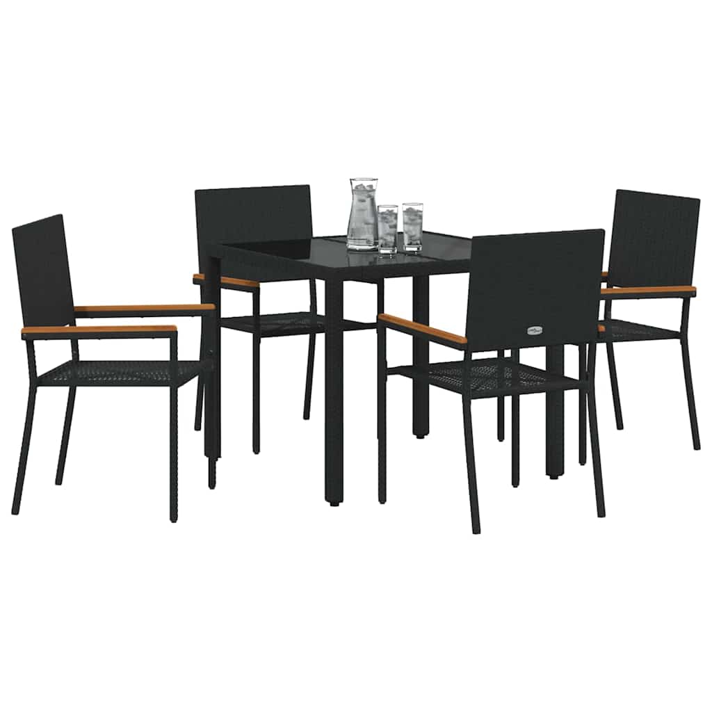 Have Spisebordssæt 5 pcs Sort 90 x 90 x 75 cm polyrattan