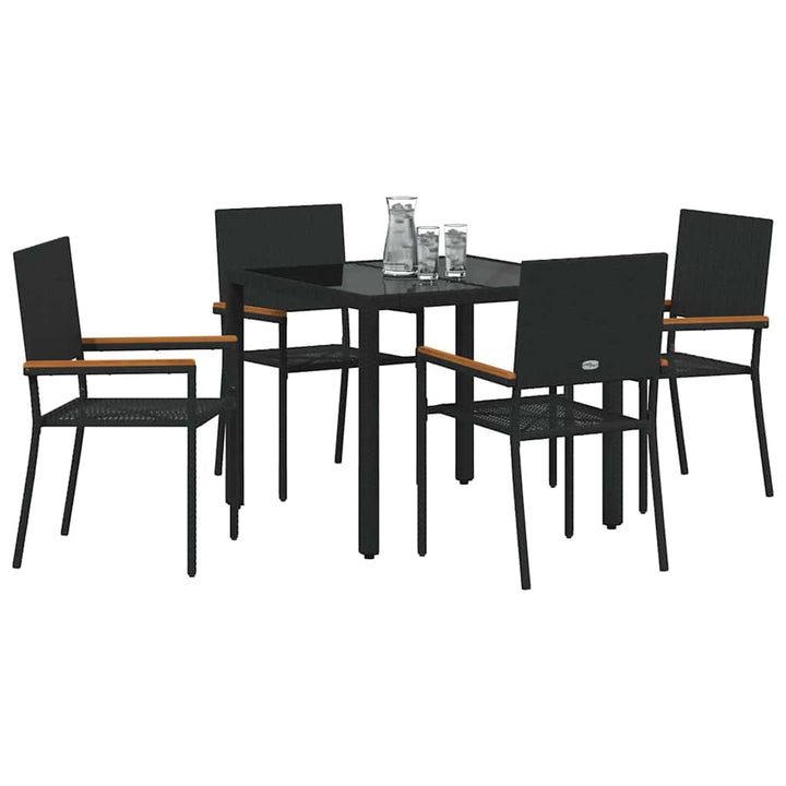Have Spisebordssæt 5 pcs Sort 90 x 90 x 75 cm polyrattan