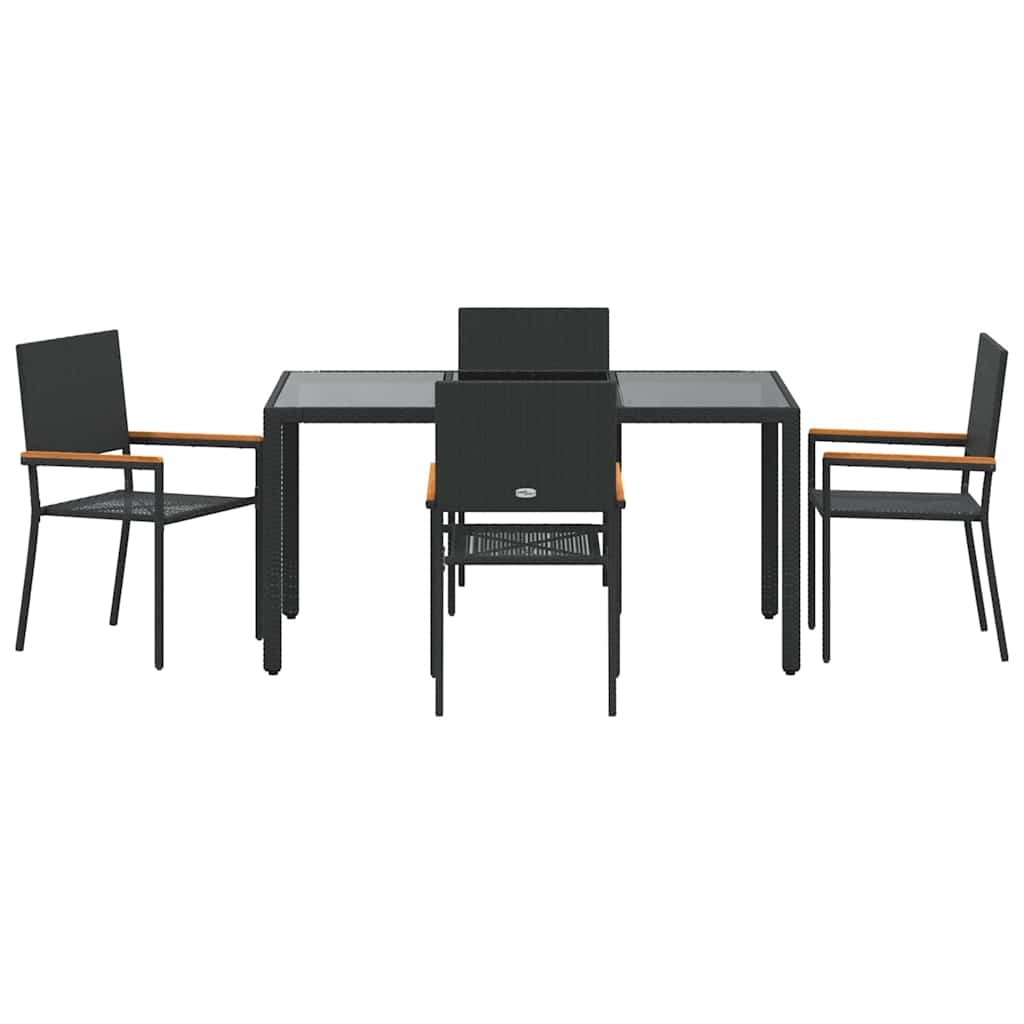 Have Spisebordssæt 5 pcs Sort 150 x 90 x 75 cm polyrattan