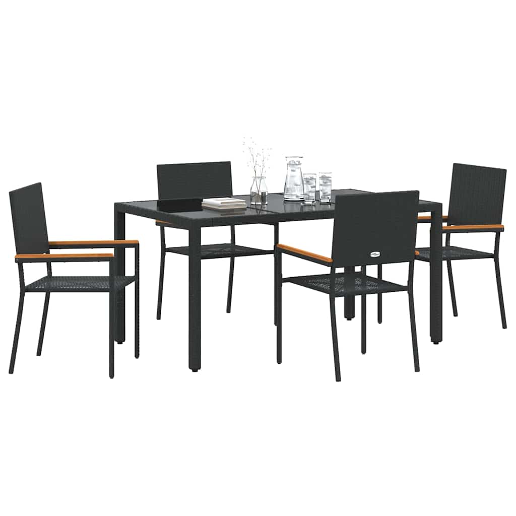 Have Spisebordssæt 5 pcs Sort 150 x 90 x 75 cm polyrattan