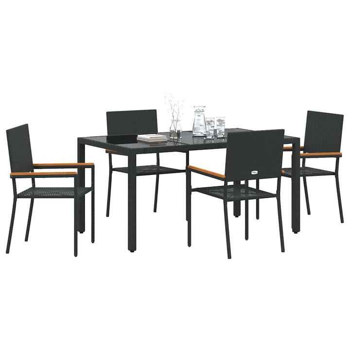 Have Spisebordssæt 5 pcs Sort 150 x 90 x 75 cm polyrattan